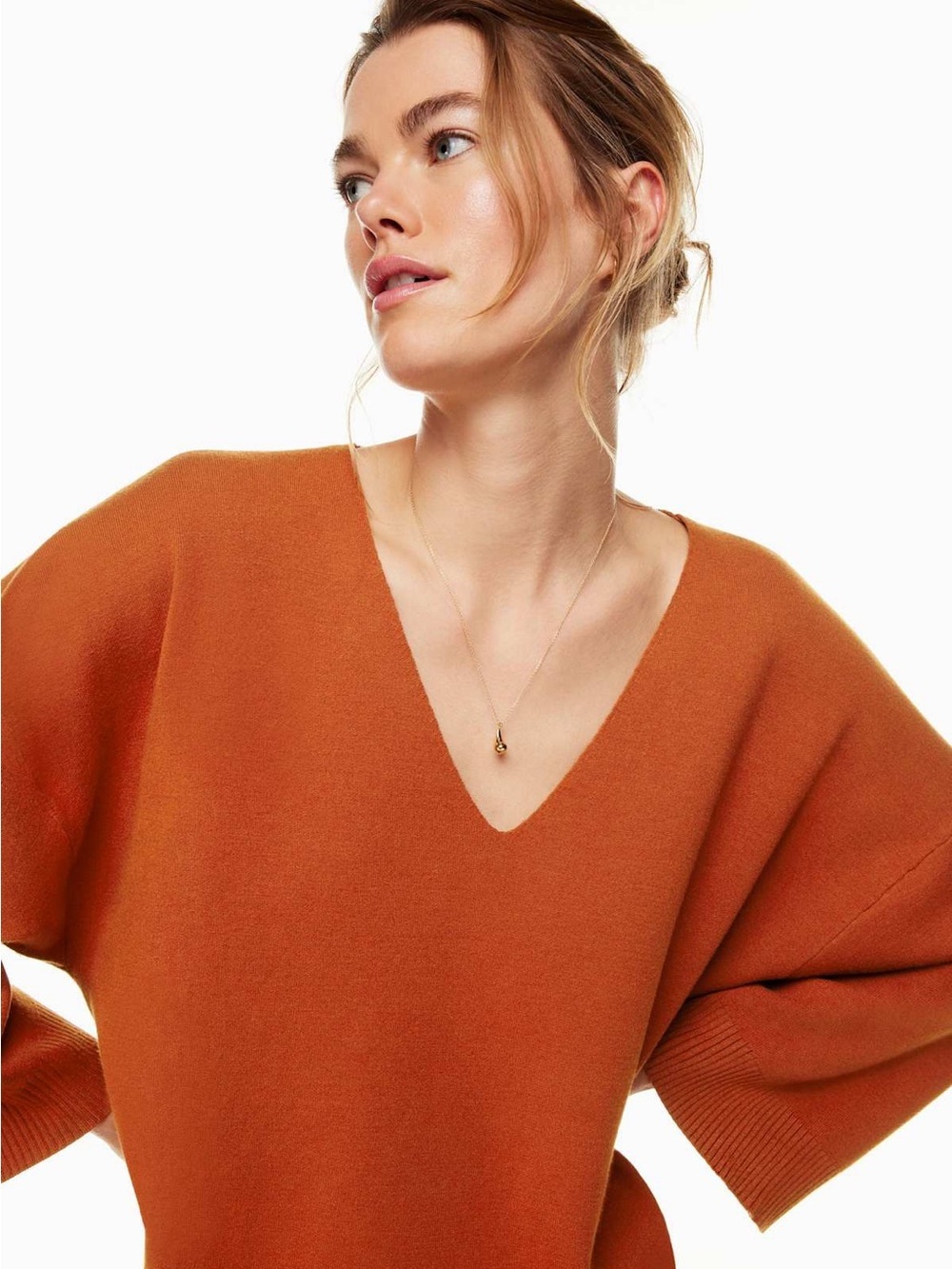 Wilfred| Aritzia| V-Neck ‘Souvenir Sweater’ in Rust Orange Sz S/M